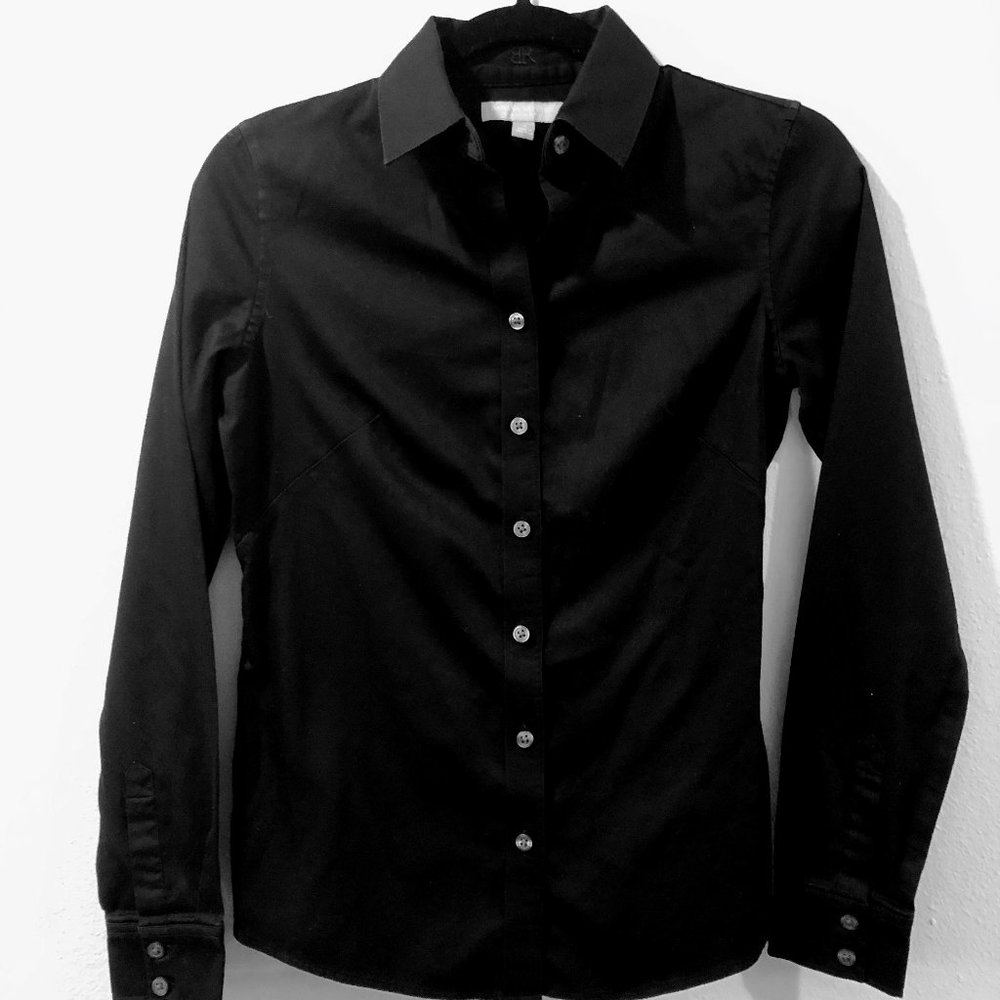 Banana Republic, Black, Button-Down, Darted, 2